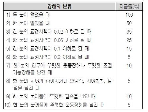 손해보험사 장해분류표(잘병/상해 후유장해) 문제적 보험