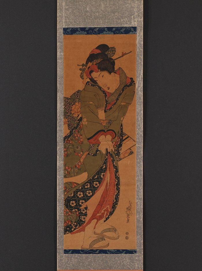 伝来】a3349〈渓斎英泉〉美人画 浮世絵師 江戸時代 木版