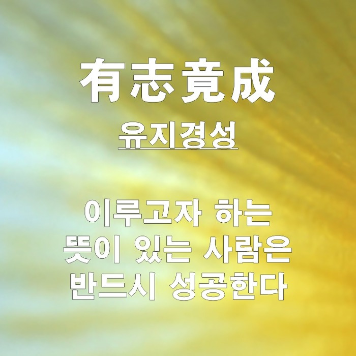 성공 사자성어 유지경성(有志竟成) 뜻과 유래