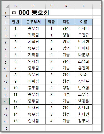 엑셀] 두개의 리스트를 비교해서 일치하는 셀 표시하기