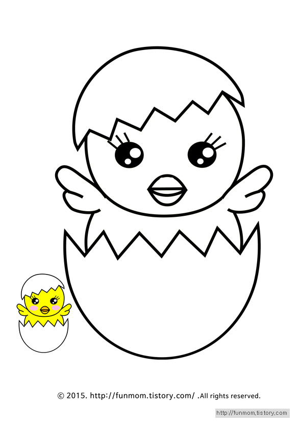 동물 색칠공부 프린트 학습지-Chick Coloring Page::