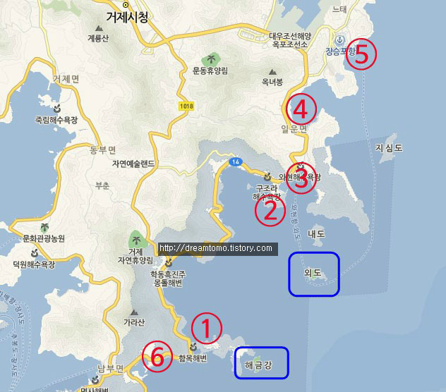 거제도 외도 선착장 6곳에서 외도 가는 법