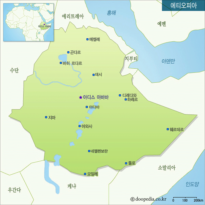 여행지도와 가이드북 :: 지도에티오피아 한글 지도(두산백과)