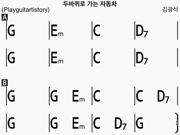 두바퀴로 가는 자동차 악보(우쿨렐레 피아노 기타 코드 악보)김광석 :: Play Guitar