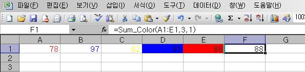 [一 切 唯 心 造] :: 엑셀 - 색깔이 같은 셀만 합계 구하기