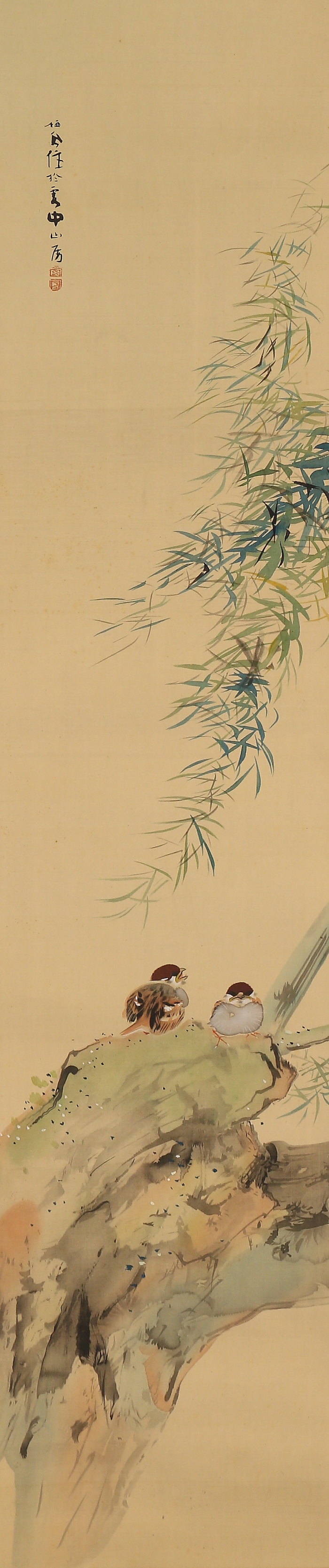 【伝来】a2855〈竹内栖鳳〉雀図 工芸印刷 近代日本画の先駆者