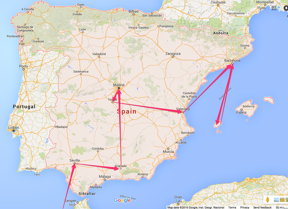 [Overview] 지도로 보는 스페인 여행 일정 및 동선
