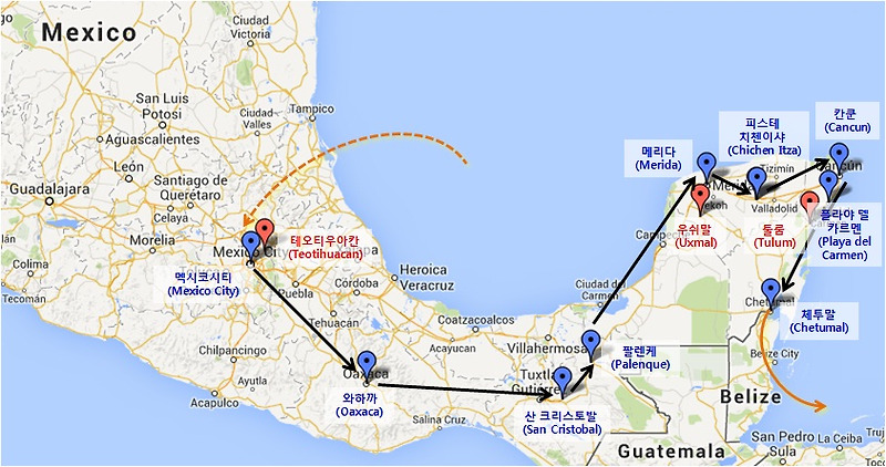 멕시코 여행정보 (Mexico) - 멕시코시티,테오티우아칸,와하까,산크리스토발,팔렌케,메리다,치첸이샤,칸쿤,툴룸,플라야 델 카르멘