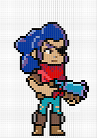 브롤스타즈 도적 쉘리 대형 펄러비즈 도안 / brawl stars shelly perler beads