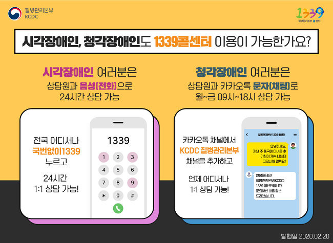 시각장애인, 청각장애인도 1339콜센터 이용이 가능한가요?
