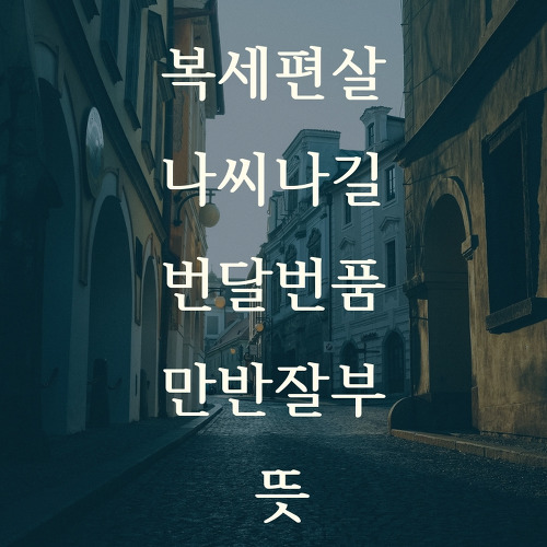 복세편살 나씨나길 번달번품 만반잘부 뜻