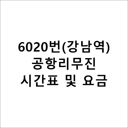 6020번 공항리무진버스 시간표,요금,소요시간(반포,강남역↔인천공항)