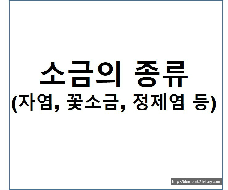 소금의 종류 (돌소금, 암염, 천일염, 자염, 꽃소금, 정제염, 구운소금)