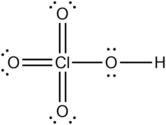 Lewis structure of HClO4, HClO3, HClO2, and HClO