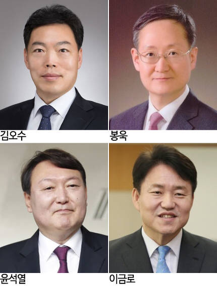 ê²€ì°°ì´ìž¥ í›„ë³´ ê¹€ì˜¤ìˆ˜ ë´‰ìš± ìœ¤ì„ì—´ ì´ê¸ˆë¡œ í