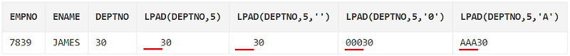 [오라클] LPAD, RPAD 함수 사용방법 (공백, 0, 채우기)