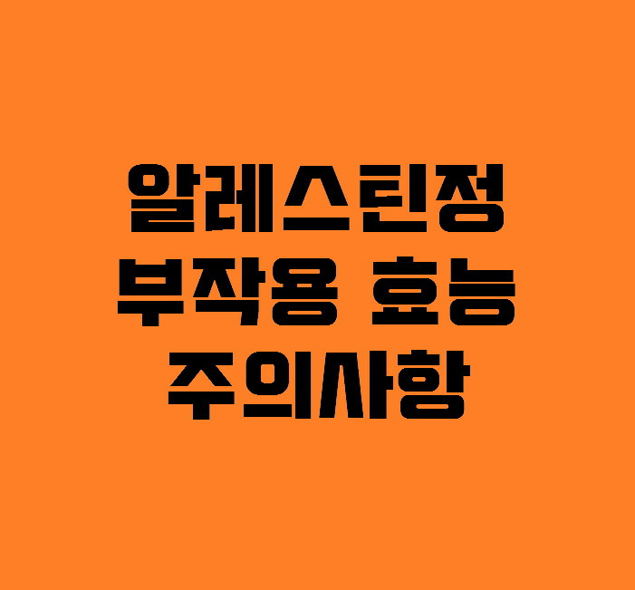 알레스틴정 부작용 및 효능 정리