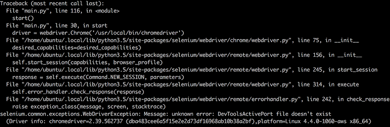 Chromedriver Devtoolsactiveport File Doesn'T Exist 에러 해결법