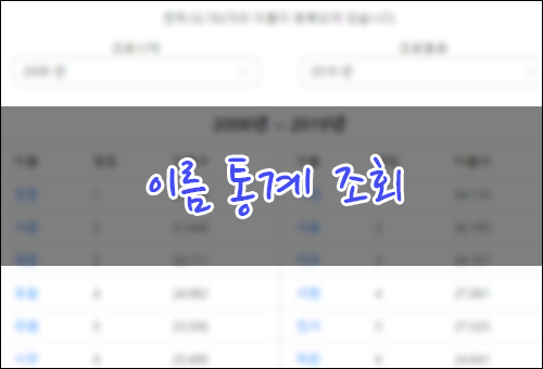 한국인 이름 동일인 몇 명인지 통계 조회하기
