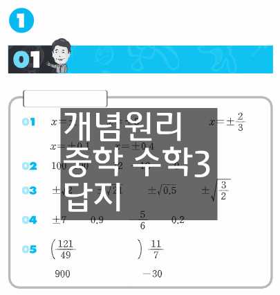 개념원리 중학 수학 3-1 3-2 답지 pdf 2018 2019