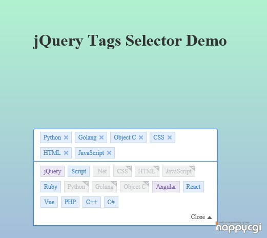 [해피CGI][cgimall] Easy Tags Selector Plugin - jQuery Tagselect