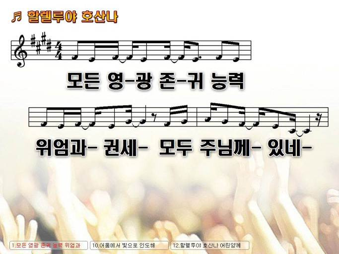 모든 영광 존귀 능력 위엄과 권세 모두 주님께 (할렐루야 호산나) Nwc Ppt 악보 가사 :: Praise & Worship  Service