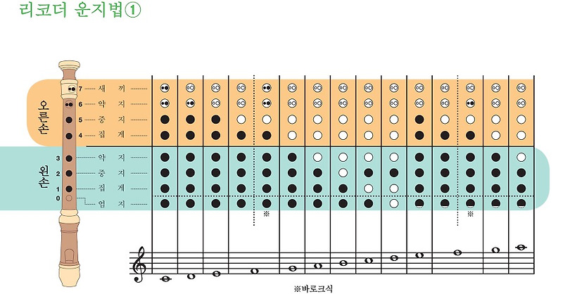 리코더 운지법 (소프라노 - 알토 리코더 운지법) :: ordinary