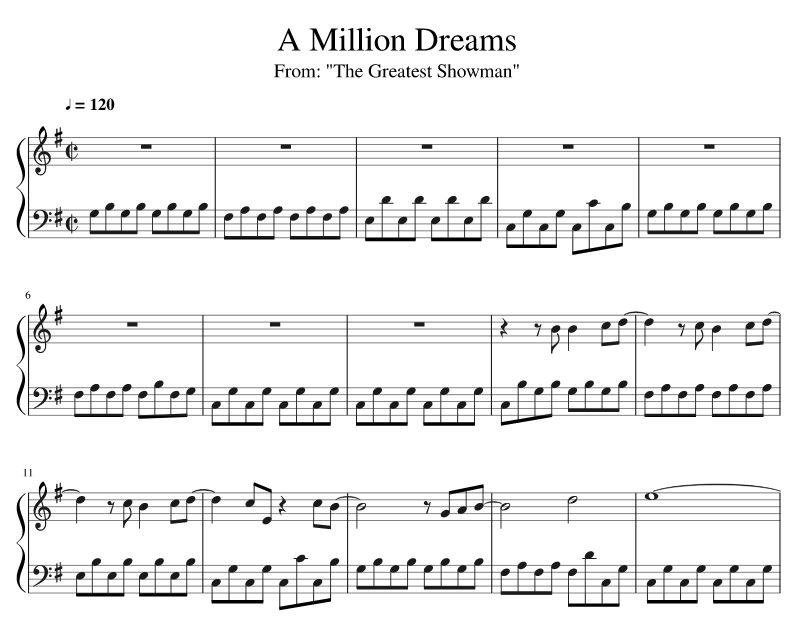 A Million Dreams 가사/해석/피아노악보 from 위대한쇼맨 ost :: 최신노래모음듣기 Ant Music