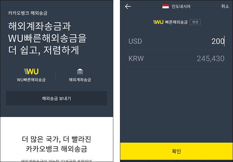카카오뱅크 해외송금, 웨스턴유니언으로 인도네시아 송금해본 수수료 후기 (카뱅 WU)