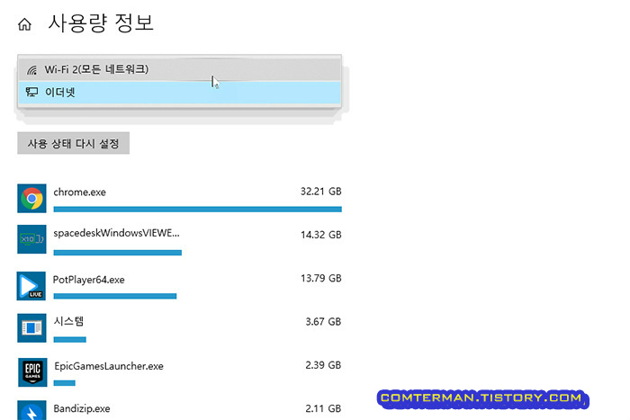 안드로이드 스마트폰의 모바일 데이터 사용량, 와이파이 사용량 확인 방법