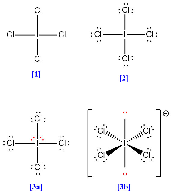 ICl4^의 루이스 구조. Lewis structure of ICl4^