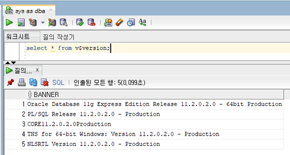 [oracle] 오라클 버전 확인하는 방법 : cmd / query