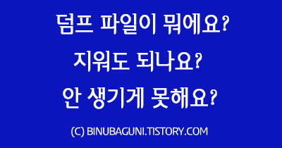 덤프 파일이 뭐에요? 지워도 되나요? 안 생기게 못해요?