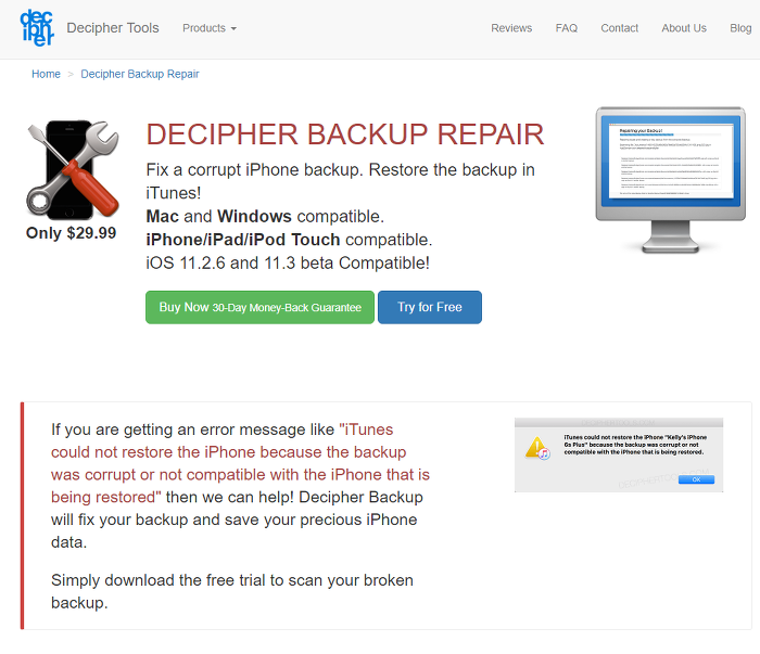 Decipher backup repair keygen