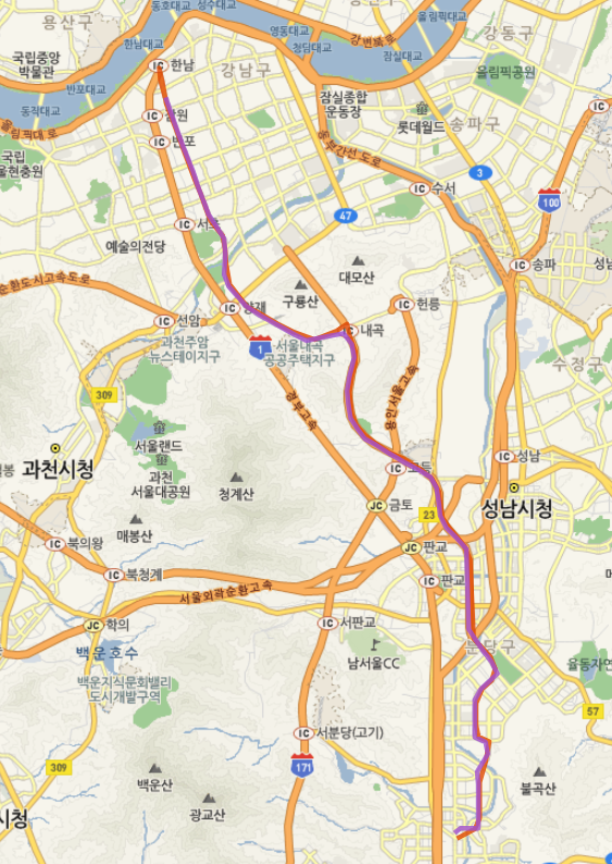 9404번버스 시간표(첫차,막차,배차간격), 노선 안내 분당 구미동 신사역