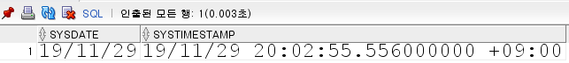 [Oracle] 현재날짜 / 현재시간을 나타내는 (SYSDATE, SYSTIMESTAMP 함수)
