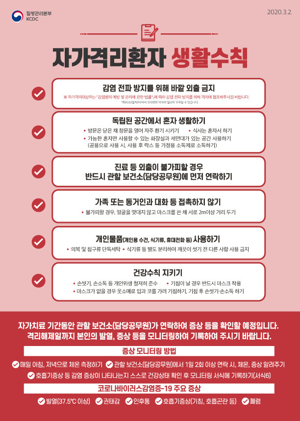 << 코로나19 자가격리환자 생활수칙 >>
