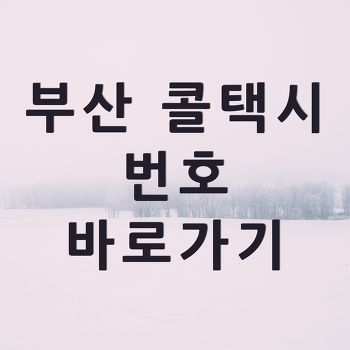 부산 콜택시 번호 바로가기