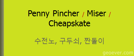 영어 표현 : Penny Pincher, Miser, Cheapskate - 수전노, 구두쇠, 짠돌이