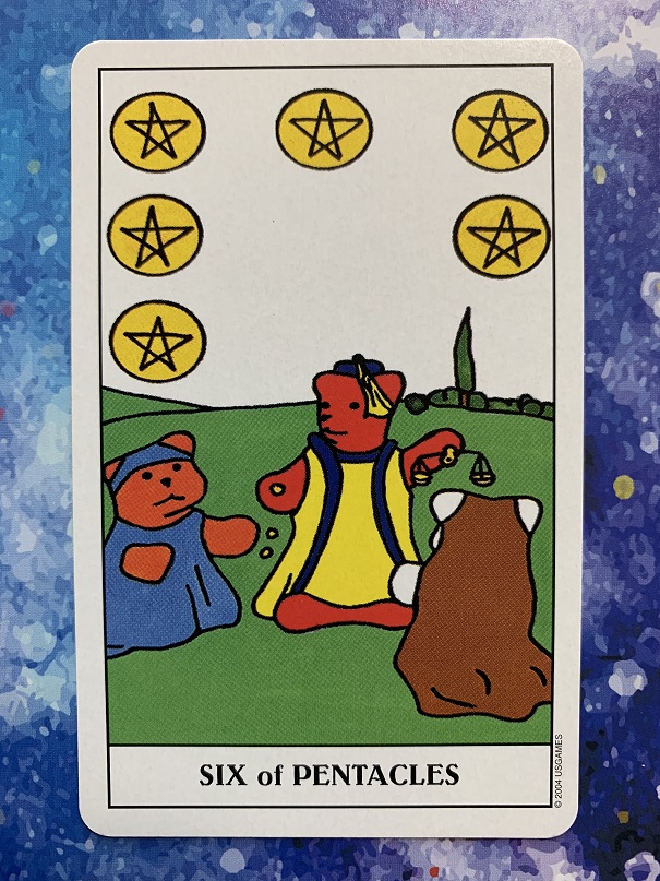 구미베어 타로카드 Six of Pentacles (펜타클6)