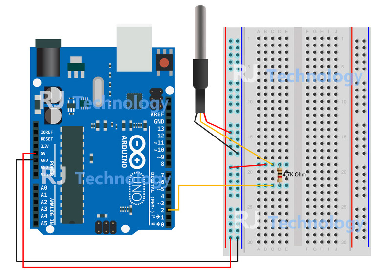 Arduino Uno 로 DS18B20 온도센서를 사용해서 실내온도 및 수온 측정해 보기
