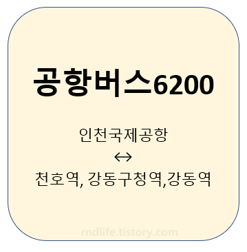 공항버스 6200 시간표, 노선, 요금 (강동, 하남)