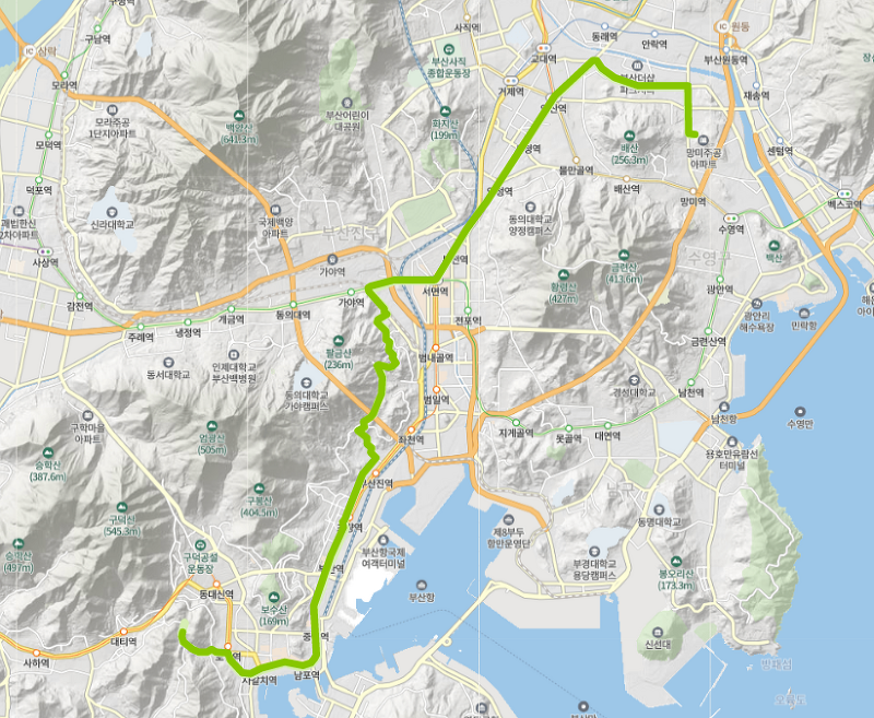 부산 87번버스 노선 : 연산동, 시청, 서면역, 부산역