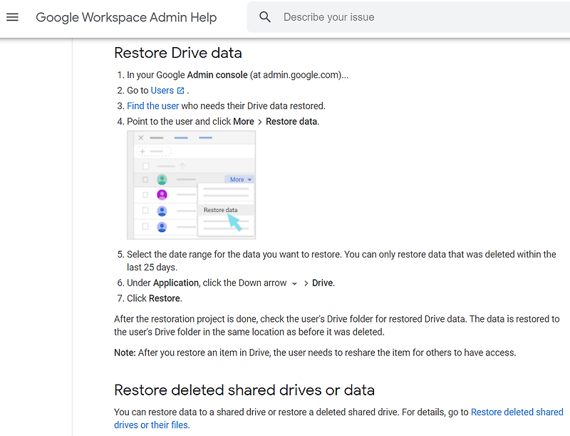 구글드라이브 삭제 파일 복구 시키는 방법(Workspace Admin) :: Benjamin's Note