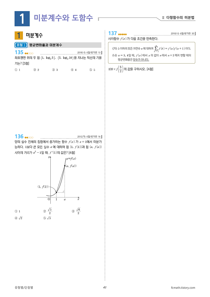 FCMath :: 수학2 - 2021학년 수능 대비 수능 평가원 기출(2020.02.03. 수정)