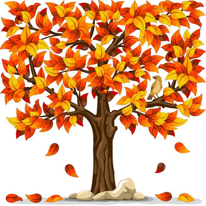 가을 단풍 나무 일러스트