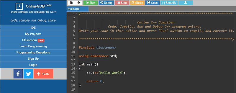 Online C++ compiler (무료 온라인 C++ 컴파일러)