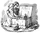 출처: <허영의 시장>초판본의 마지막 삽화. 두 여자 주인공은 꼭두각시 인형이 든 상자를 덮는다