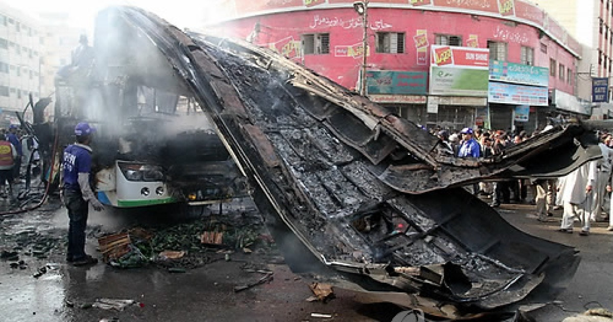 PAKISTAN EXPLOSION BUS DAMAGED