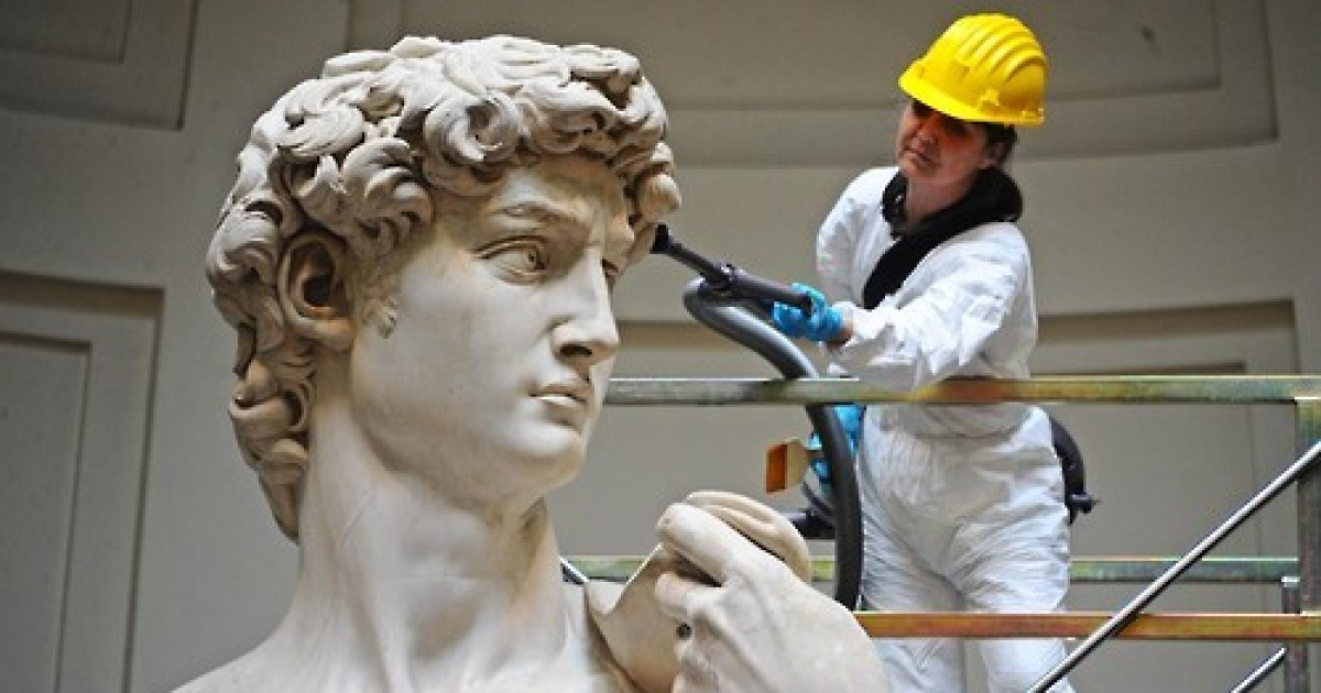 Italy Michelangelo's David Cleaning